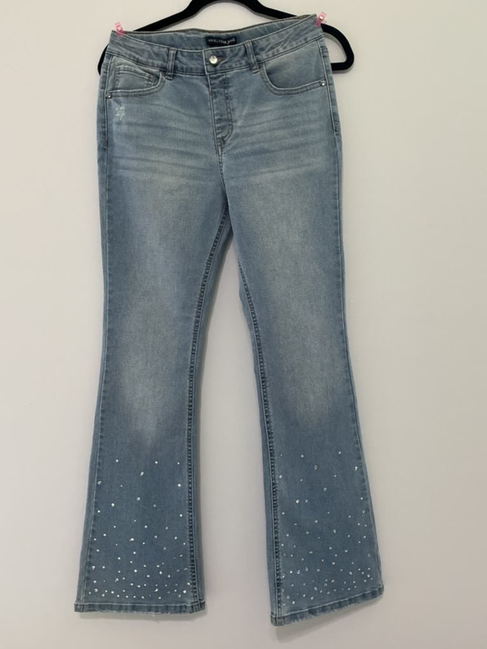 Vanilla Star Light Blue Rhinestone Flare Jeans